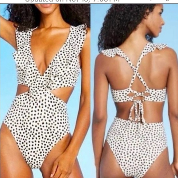 Shade & Shore Other - Shade and Shore Animal Print Ruffle Monokini One Piece Swimsuit